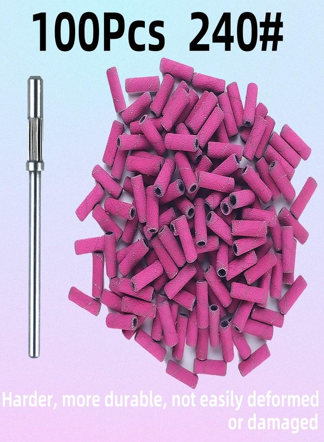 TKYZMS 100 Pcs (240 Grit Pink) Small Sanding Bands Nail Drill Bit,Nail Drill Bits,Extreme Fine Grit Mini Sanding Band,Nail Bits,Upgrade 3.1mm Mandrel Bits,Professional Nail Drill Bit for Acrylic Nails - Image 4